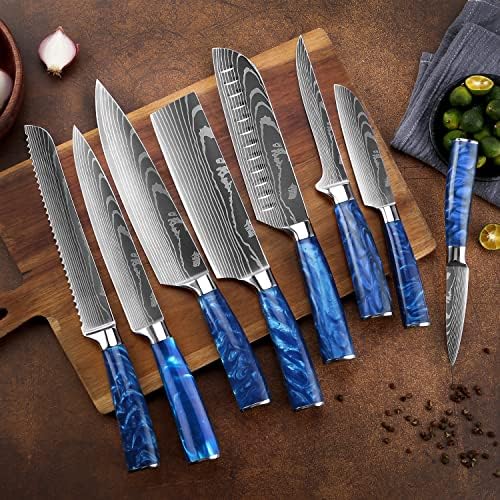 SENKEN 8-dijelni japanski Set noža od plave smole sa snopom blokova magnetnog noža