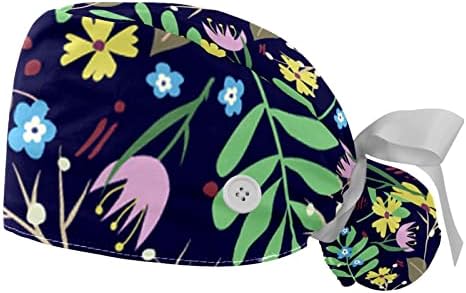 Radna kapa s tipkama za žene, cvjetni vektorski proljetni pamučni duks Bouffant čipkasti šešir