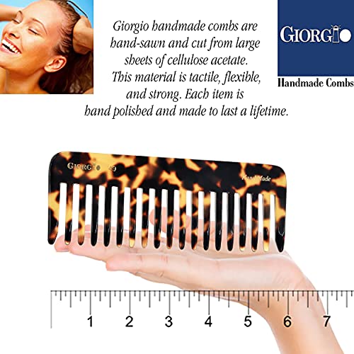 Giorgio G49T Veliki češalj za dlake za kosu 5,75 inča, široki zubi za gustu kovrčavu valovitu kosu. Dug drizon za kosu češljaju za mokro i suvo. Ručno rađena kvalitetne celuloze, rezano pilje, polirano ručno