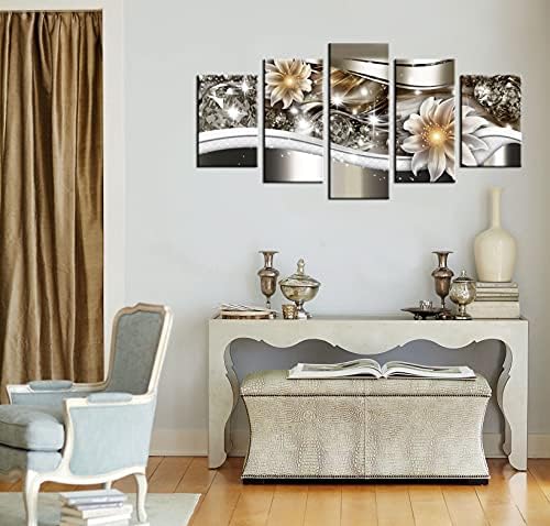 Flower Art Print platno slikarstvo crno-bijelo savremena zidna slika dekoracija Doma za spavaću sobu Moda Crystal Floral HD Giclee Artwork rastegnuta i uokvirena