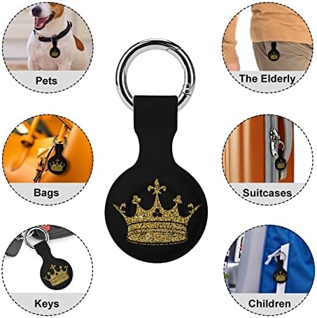 Zlatna kruna zaštitna futrola kompatibilna za AirTag držač lokatora protiv gubitka za ovratnik za prtljag novčanika Cat Dog Pets