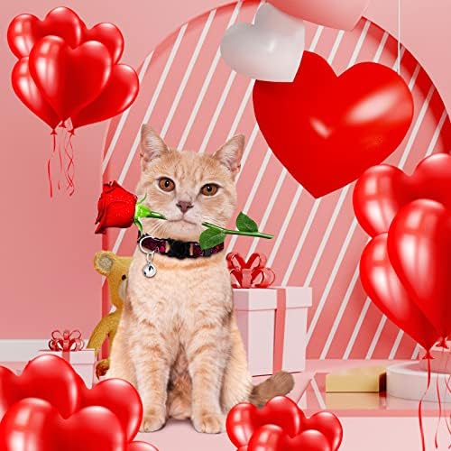 12 kom ovratnik za mačke za Valentinovo mačja kragna sa zvoncem podesivim ovratnicima za kućne ljubimce sa sigurnosnom kopčom koja se odvaja Love heart Patterns za prazničnu odjeću šteneta za djevojčice mačke