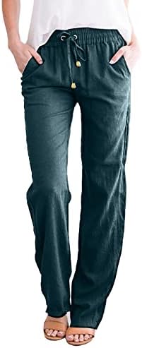 Ethia Plus sizene posteljine hlače široko noga elastična struka meka pamučna pantna pantnica sa džepovima Ženske