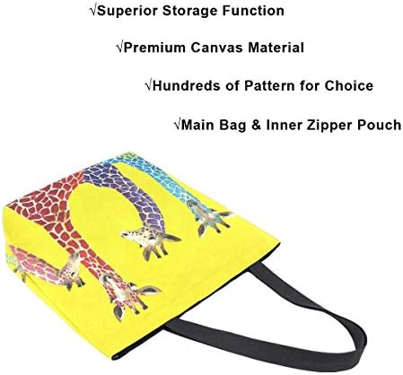 ALAZA žirafa Platnena torba Top Handle torbice velike torbe za višekratnu upotrebu pamučne torbe za žene Travel Work Shopping Grocery