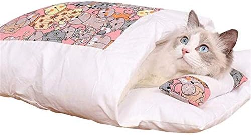 NBSXR-Warm Cat vreće za spavanje, Cat vreća za spavanje zatvorena uklonjiva i periva mačka, Samozagrevajući krevet za spavanje sa jastukom koji se može ukloniti protiv klizanja pet pećina, M