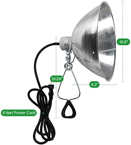 Jednostavna Deluxe lampa sa stezaljkom od 250 vati sa 10,5 inčnim aluminijumskim reflektorom i zaštitom sijalice E26 utičnica 6 Feet Cord, Srebrna