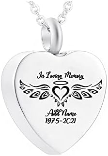 Heeqing AE914 1pc Kremio nakit u obliku srca od nehrđajućeg čelika urn ogrlica pepeo suveniri sa kompletom za punjenje i poklon Velvet torba Memorial Sastavlja