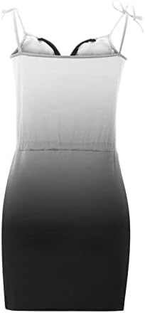 Ženska casual V-izrez Solid gradijentni print Zip Džepne haljine za rezanje bez rukava, haljina za suspenziju