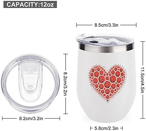 Dijamantska čaša za flašu sa crvenim srcem sa poklopcem izolovana čaša od nerđajućeg čelika sa duplim