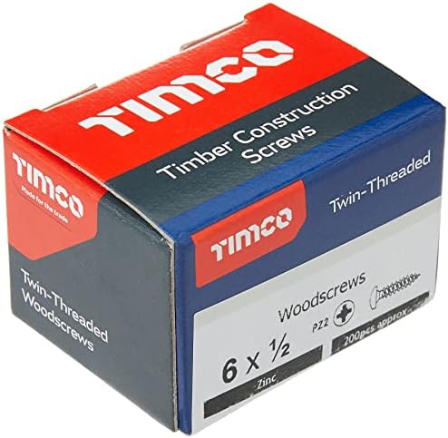 TIMCO PZ2 okrugli BZP Twin Woodscrews - 6 x 1/2-pocinčana kutija od 200