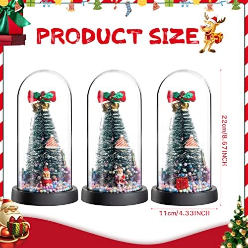 3 kom Mini božićna stabla u kupoli snijeg platno cipele sa 20 LED svetla za boce sa bocom za boce sa bocom, a umjetni božićni stol gornji ukras u zatvorenom kućnom spavaćom dijelu