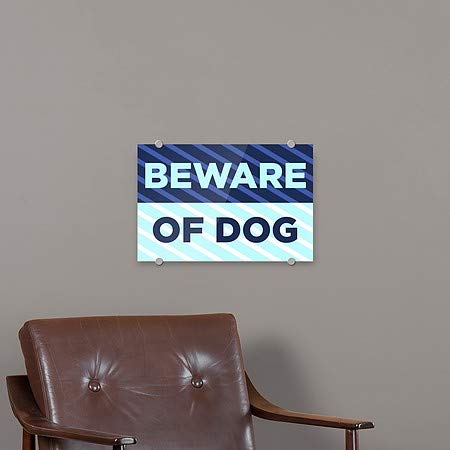 CGsignLab | Čuvajte se psa -stripe plavih premium akrilni znak | 18 x12
