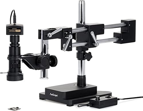 AmScope-0.7 X-5X inspekcijski mikroskop za zumiranje na Dvokrakom postolju sa LED prstenastim svjetlom