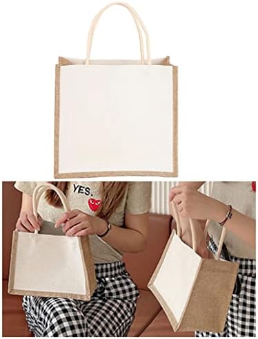 YOLENDAR mala torba od jute torba za višekratnu upotrebu Platnena torba za namirnice Laminirano bijelo platno za DIY