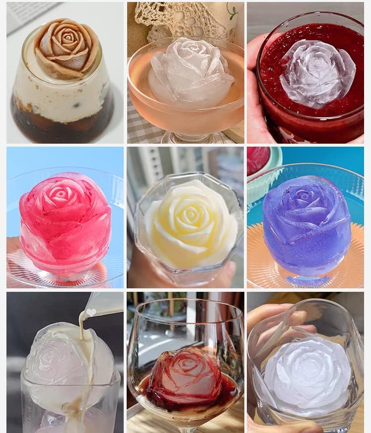 Kalup za led od ruže, Silikonski poslužavnik za LED kalupi za LED ruže za koktele Mimosas Whisky posude za kocke leda za zamrzivač