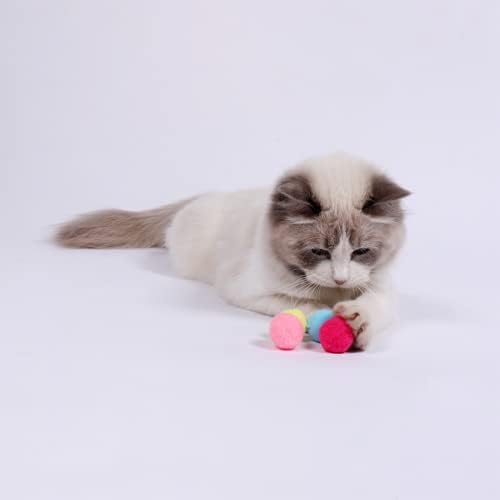 FUPUSUN 30/60 / 100kom 3cm Premium šarene lopte za igračke za mačke - meke mačiće Pom Pom igračke-lagana i mala lako šapa za zatvorene mačke interaktivna igra tihe mačke
