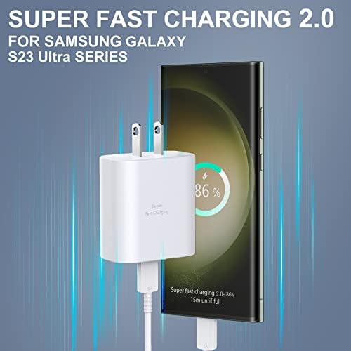 45W Samsung Super brzi punjač Tip C sa 10ft C kablom za punjenje, USB C punjač za Android telefon