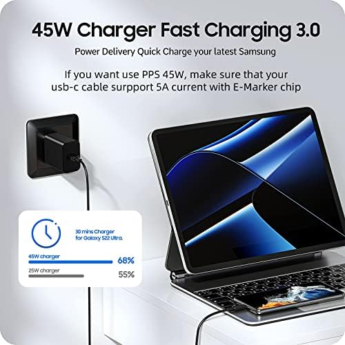 45W USB C punjač, Sisyphy Super Fast Charger [GaN Tech] PD3.0 QC3.0 PPS, kompatibilan za Surface, iPhone