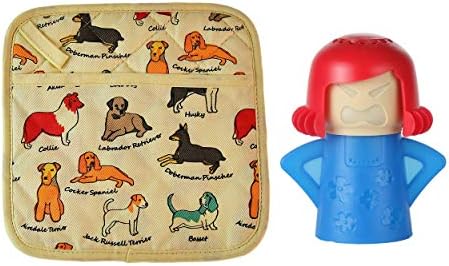 Home-X Držač za kuhanje i posluživanje - pasmina pas, jarko uzorak i parna mama mikrovalna za čišćenje, zabavan i jednostavan način za paru čišćenje mikrovalne pećnice, plavo / crveno