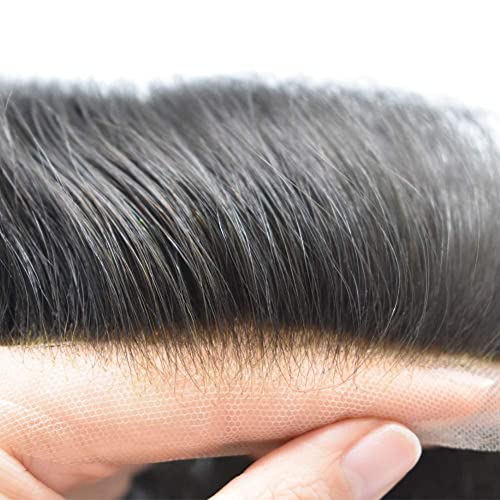 Tupee za muškarce sistem zamjene ljudske kose Lace Poly Skin Mens Toupee Hairpiece prirodna linija kose Izbijeljeni čvor čipkasta prednja kosa komad jedinice perike za muškarce