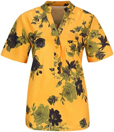 Ljetne košulje za žene kratki rukav labavi s-5XL cvjetni trendi Casual dugmad donji V izrez majice