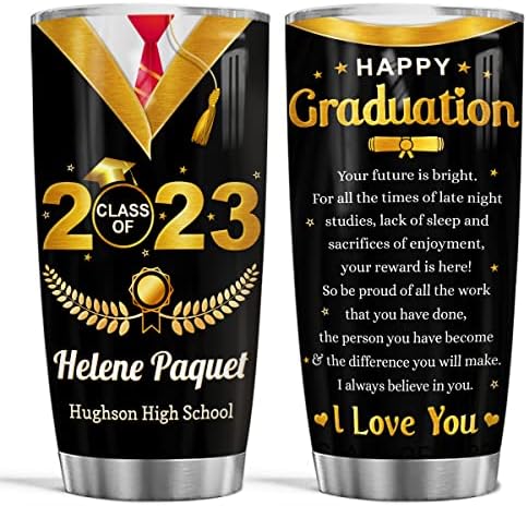 wowcugi personalizirana diplomska klasa čaša za 2023. čestitke pokloni za žene muškarce prilagođeni Fakultet za srednju školu poklon 20oz 30oz čaše za kafu putna šolja za kafu