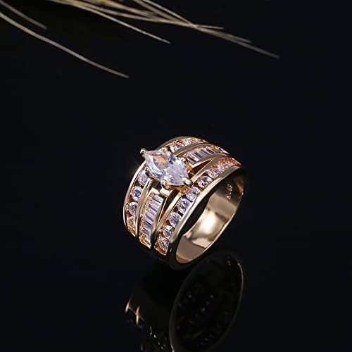 Ženski angažman bakar Popularni modni poklon Zircon Inlaid nakit prstenaste prstenovi Trendi set