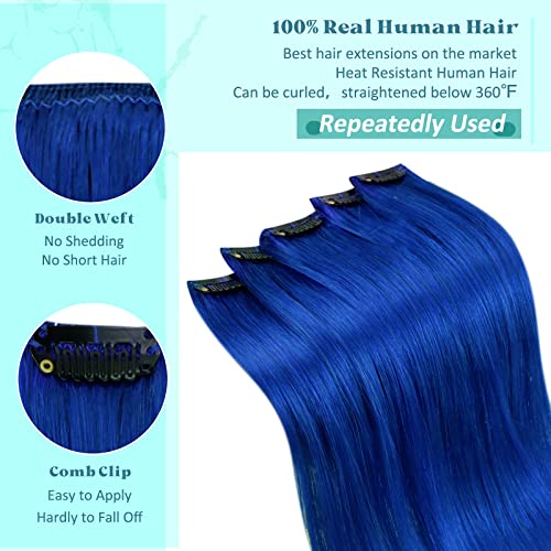 RUNATURE snopovi kopče u ekstenzijama ljudska kosa plava i bordo 14 inča kratka 25g 5kom