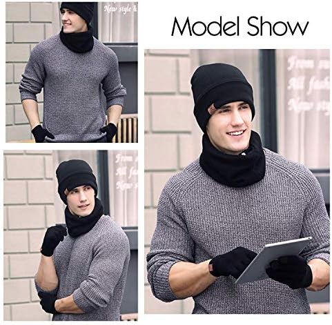 Tagvo Winter Beanie Hat šal na dodirnim zaslonom 3 komada topli debeli pleteni set za muškarce