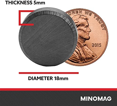 Minomag 50 kom mali okrugli magneti sa lepljivom podlogom | jakim magnetnim lepljivim kružnim diskovima za zanate, frižider, učionicu, industrijsku upotrebu, 0.7 širine 18mm prečnika