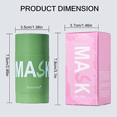 Maska za njegu kože štap: 2 pakovanja zelenog čaja & Maska za razmazivanje ruža za lice za dubinsko čišćenje Skupljajućih pora uklonite mitesera & hidratacija-poboljšava sve tipove kože