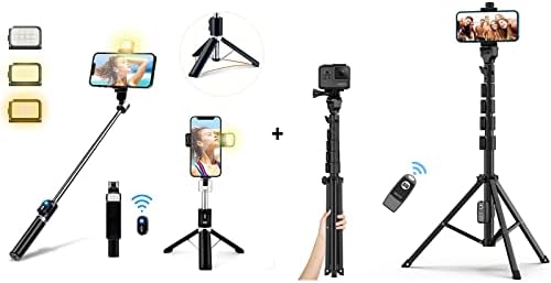 Acehe 39 [Fill Light] stabilna verzija Selfie Stick Stativ & 55 [profesionalna verzija] stalak za stativ za telefon, Stativ za mobilni telefon za iPhone/Android-video snimanje, prijenos uživo, putovanje