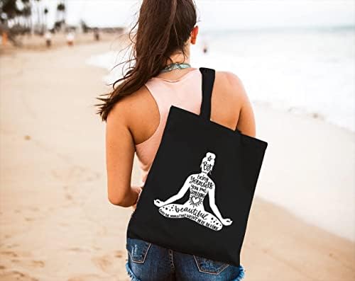 Gxvuis Yoga Platnena torba za žene Namaste meditacija višekratne torbe za kupovinu preko ramena motivacijska snaga djevojke