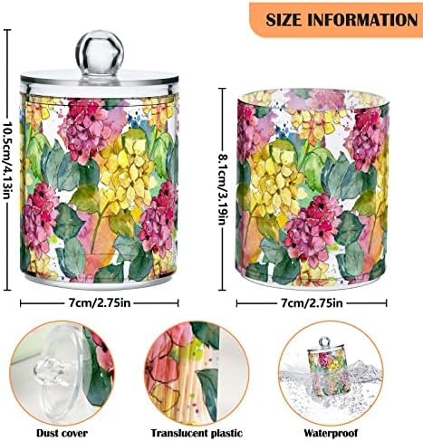 ALAZA 2 PACK QTIP Držač Dispenzer Žuta hidrongea ružičasta cvijeća Kanisteri za kupatilo za pamučne kuglice