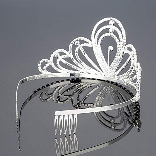 HIPIHOM Crystal Rhinestones kruna sa češljem svadbena tijara svadbena traka za kosu za žene djevojke, Srebrna