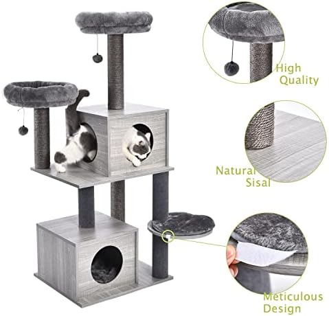 DNATS Multi-Level Cat Tree Play House Climber Activity Center Tower Hammock Condo Furniture Scratch