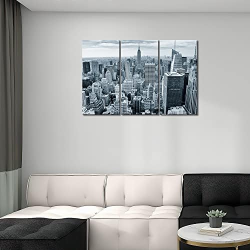 My Easy Art - New York Wall Art Decorlight siva plava Skyline of United States NYC City crno-bijele slike