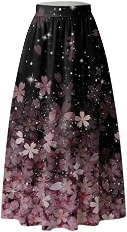 APFOPARD Ležerne ljetna suknja za žene 2023 Boho visoki struk Boho tiskani labavi hem swing dugi maxi suknja sa džepom trendi elegantna elastična struka Pink djevojka za žene cvjetaju cvjetni k76-ružičasti