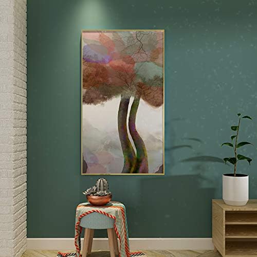 Ručno oslikana pejzažna uljana slika - apstraktna biljka velikog drveta velike veličine vertikalni