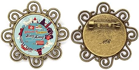 Hong Kong Krug Poznata mjesta Cvjetni broš pinovi nakit za djevojčice, ys / m