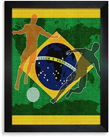 Brazil Fudbal dijamantskih okvira za odrasle za odrasle pune bušilice Dijamantni slikarski zid viseći okvir za slike Blackwood 40 * 50cm
