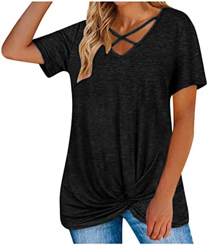 Majica bluza za teen djevojke kratki rukav 2023 Crewneck Vneck Pamuk Wrap Criss Cross Basic Lounge majica