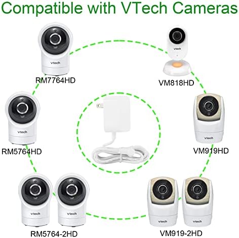 za Vtpl preklopno napajanje Vt05eus05100 zamjena za VTech RM7764HD RM7764-2HD RM5764HD RM5764-2hd VM818HD VM919HD Baby Monitor Kamera 5V punjač ul Aadpter sa 5ft kablom - LEFXMOPHY