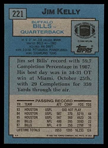 1988 TOPPS 221 Jim Kelly Buffalo Bills NM / MT račune Miami