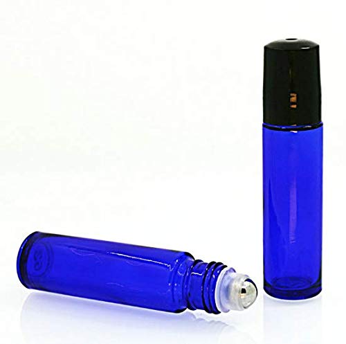 Woiwo 2pcs 10ml Cobalt plava stakla Micro mini roll-on staklene boce s nehrđajućim čeličnim valjkama