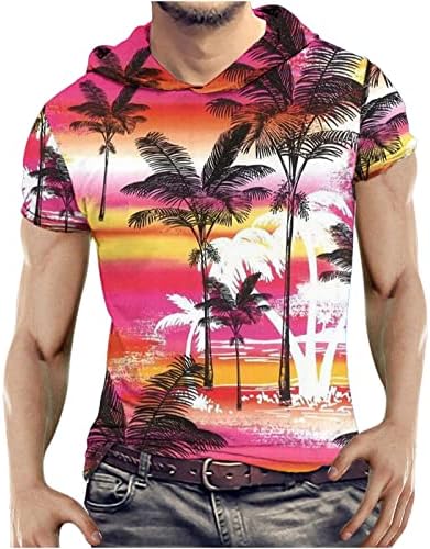 Havajska majica s kapuljačom Muški kratki rukav 3D tropsko print plaže na plaži Tee majice 2023 modni atletski duksevi vrhovi