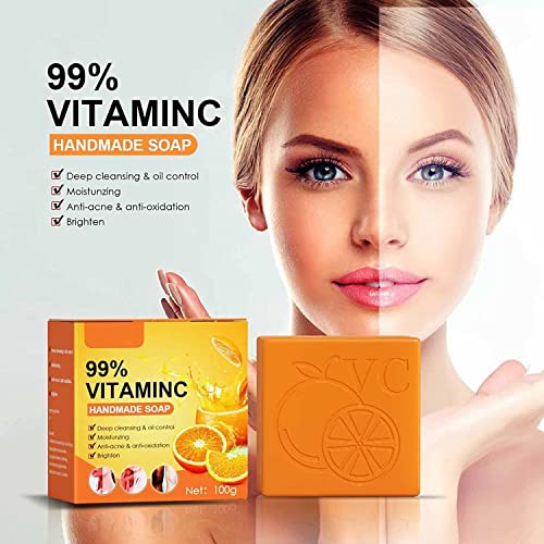 Narandžasti Vitamin C ručno rađeni sapun 100g, prirodni organski sapun sa 99% vitamina C, elementi sapun