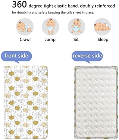 Polka tački tematski lim, standardni madrac sa krevetom ugrađeni lim za madrac madrac posteljina madrac-krevetir-kreveti za madrac ili toddler, 28 x52, crna i blijedo smeđa