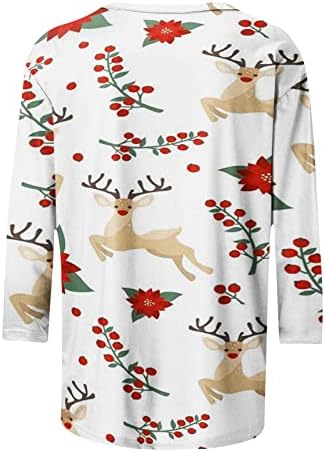 Ženske slatke božićne tišine T //4 Ležerne prilike s dugim rukavima, majica za grafičke majice Cvjetne smiješne praznične bluze