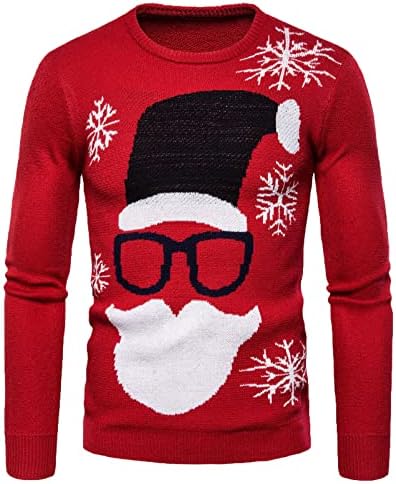 Muški božićni džemper ružni rebrasti pleteni džemperi Ležerne prilike Slim Fit Paflake pulover za odmor
